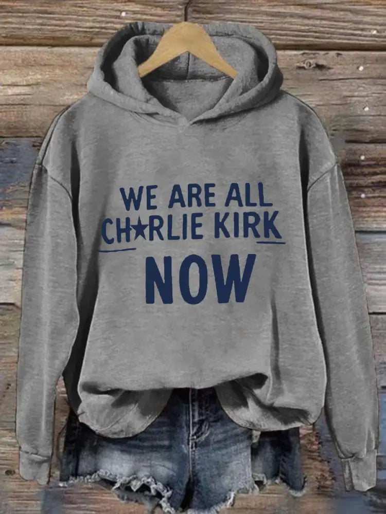 Women’s Voice of Freedom Printed Casual Hoodie Light Gray / S