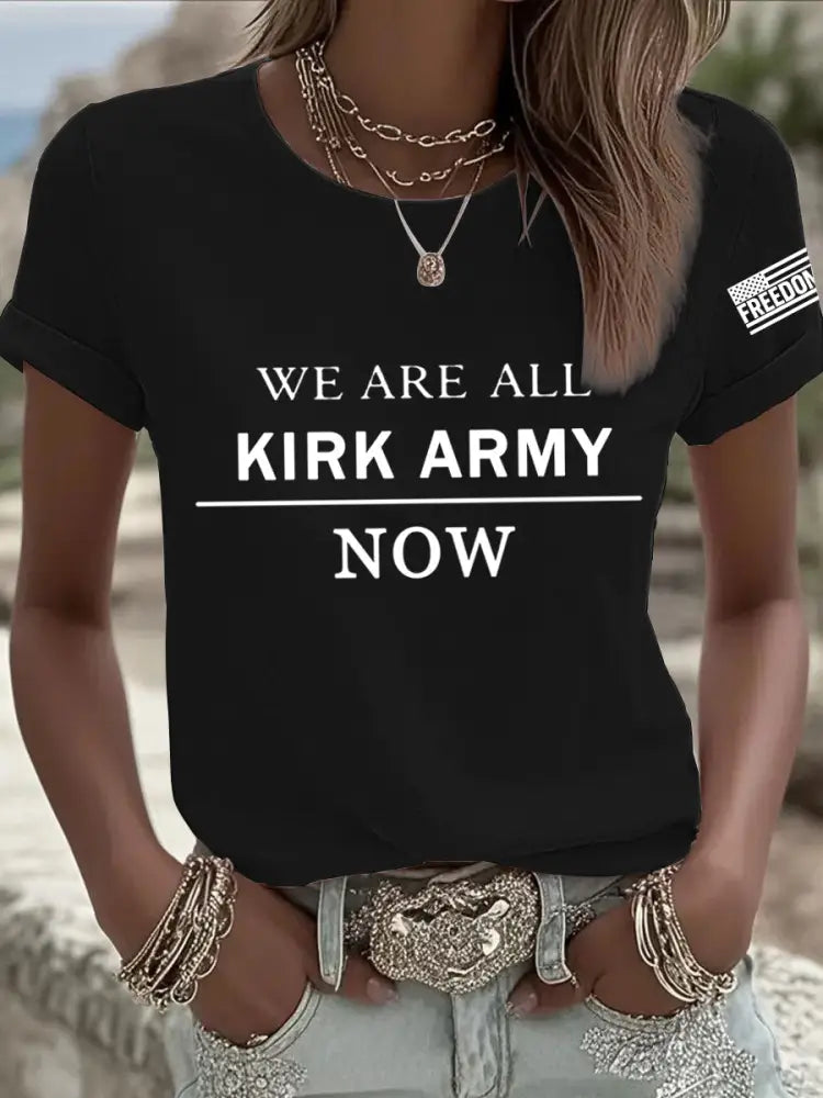 Women’s We Are All Charlie Kirk Army Now! R.I.P Charlie Kirk Tee Black / S