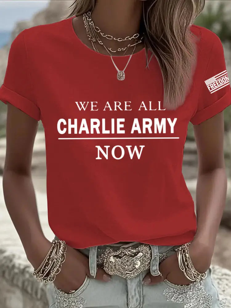 Women’s We Are All Charlie Kirk Army Now! R.I.P Charlie Kirk Tee Red / S