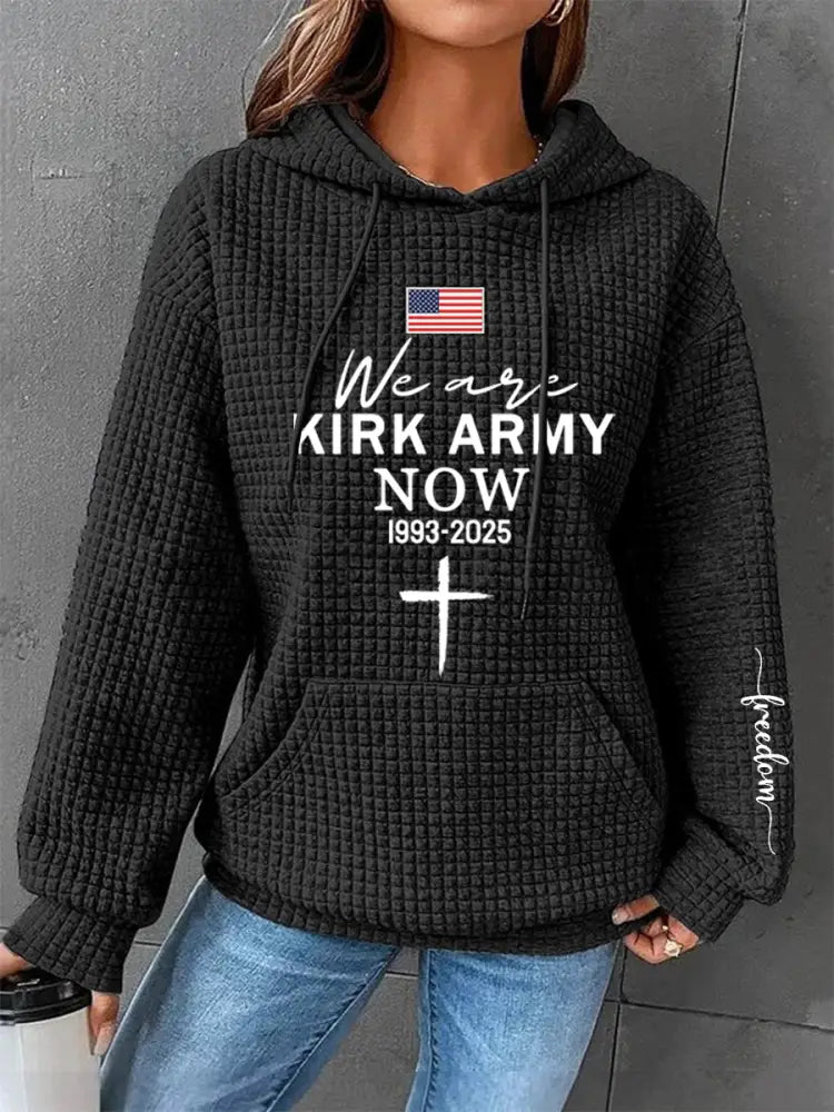 Women’s We Are Kirk Army Now! R.I.P Charlie Kirk Waffle Hoodie Black / S