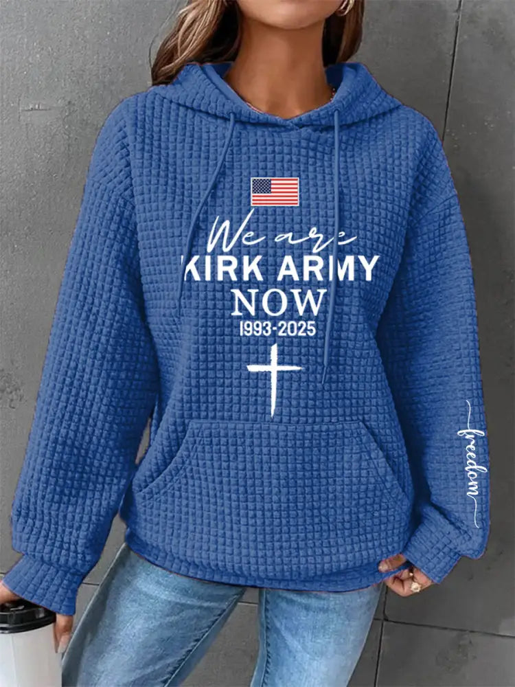 Women’s We Are Kirk Army Now! R.I.P Charlie Kirk Waffle Hoodie Blue / S