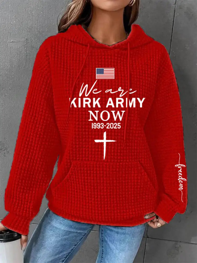 Women’s We Are Kirk Army Now! R.I.P Charlie Kirk Waffle Hoodie Red / S