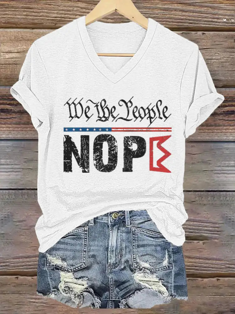 Women’s We The People NOPE Printed V-neck T-shirt White / S
