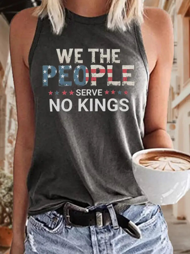 Women’s We The People Serve No Kings Printed Vest Gray / S