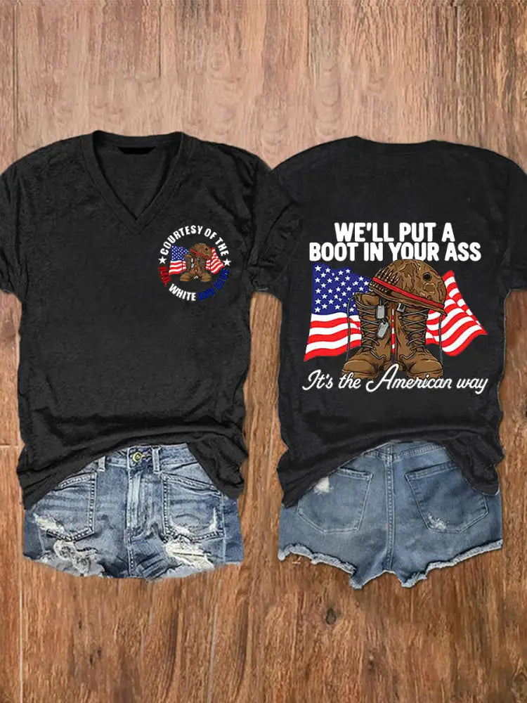Women’s We’ll Put A Boot In Your Ass Short Sleeve T-Shirt Black / S