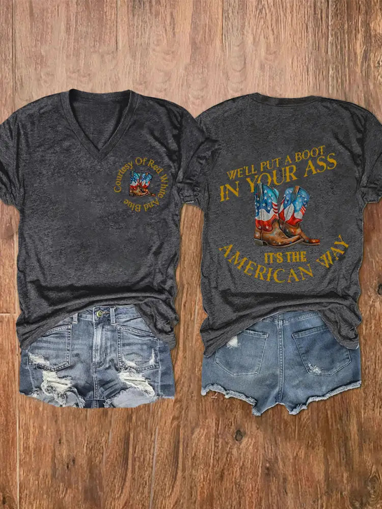 Women’s We’ll Put A Boot In Your Ass Short Sleeve T-Shirt Dark Gray / S