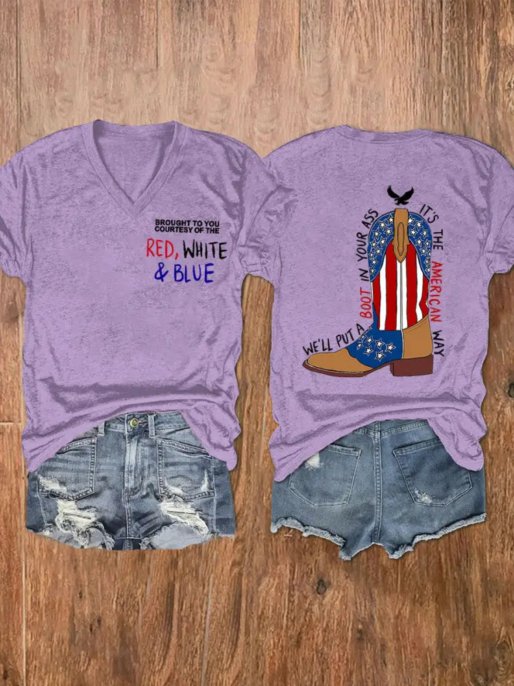 Women’s We’ll Put A Boot In Your Ass Short Sleeve T-Shirt Light Purple / S