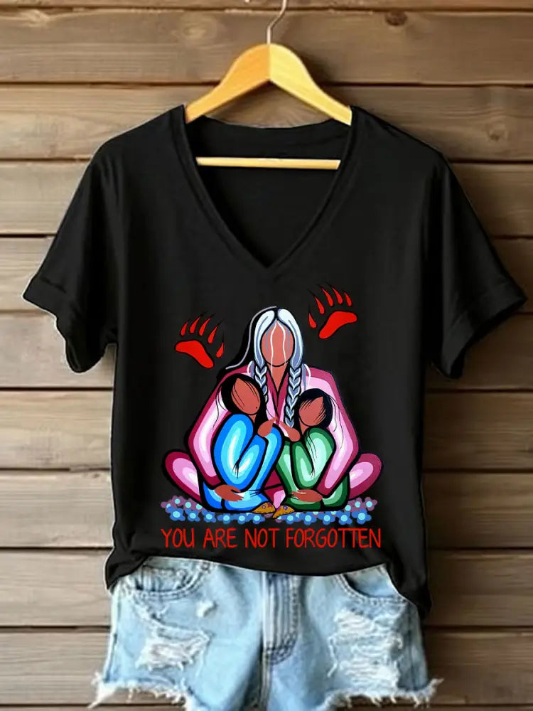 Women’s you are not forgotten V-neck T-shirts Black / S