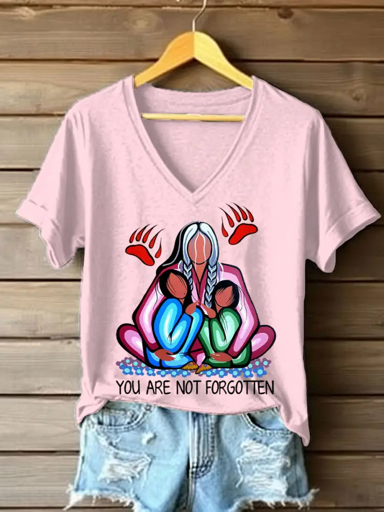 Women’s you are not forgotten V-neck T-shirts Light Pink / S