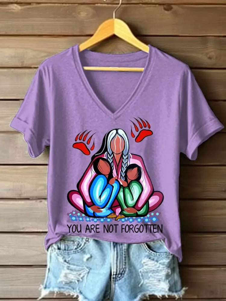 Women’s you are not forgotten V-neck T-shirts Light Purple / S