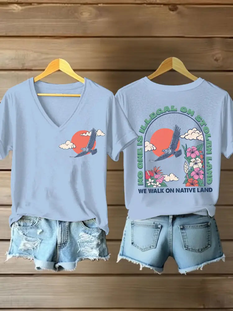 Women’s you are not forgotten V-neck t-shirts Sky Blue / S