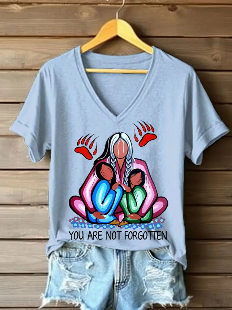 Women’s you are not forgotten V-neck T-shirts Sky Blue / S