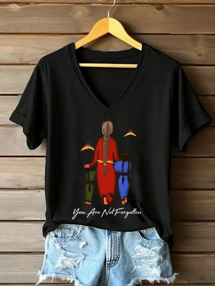 Women’s you are not forgotten V-neck tops Black / S