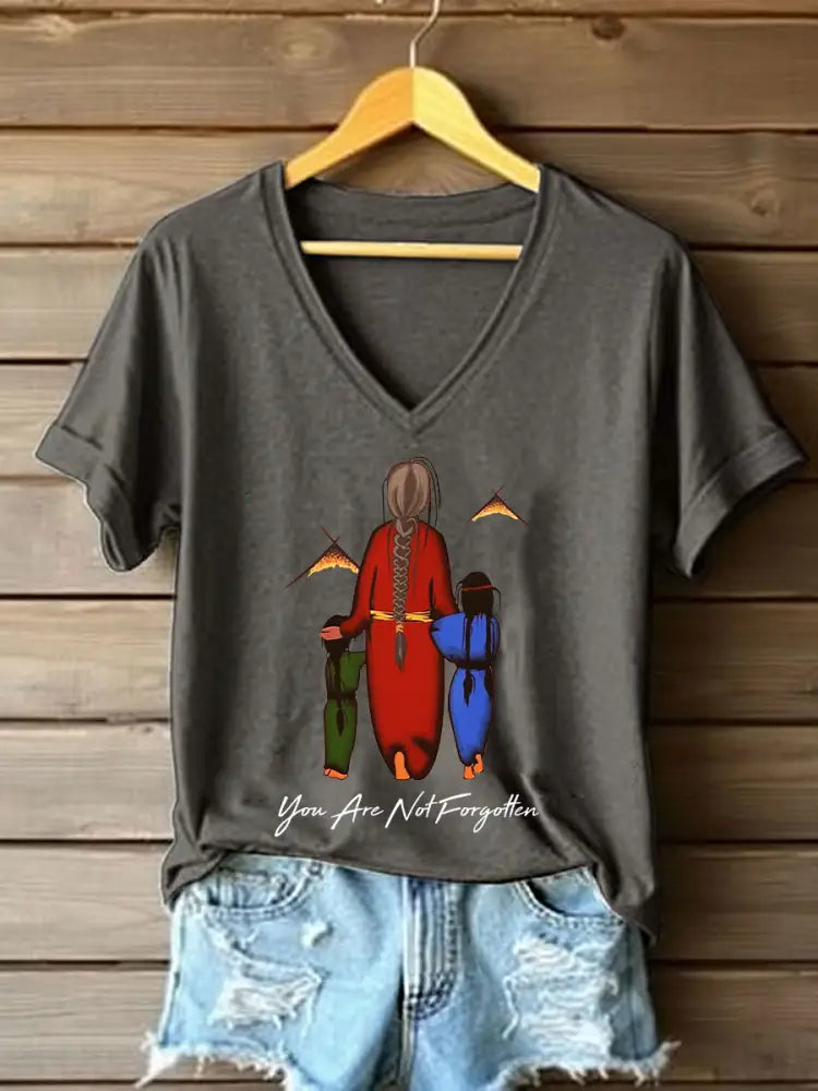 Women’s you are not forgotten V-neck tops Dark Gray / S