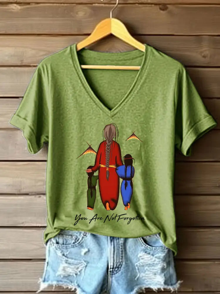 Women’s you are not forgotten V-neck tops Green / S
