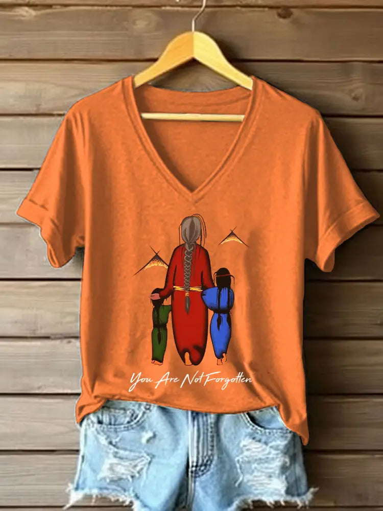 Women’s you are not forgotten V-neck tops Orange / S