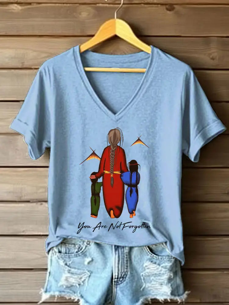 Women’s you are not forgotten V-neck tops Sky Blue / S