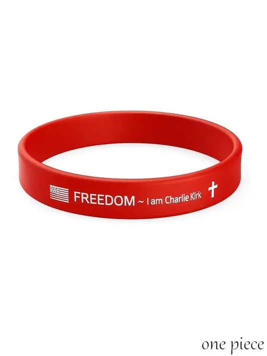 Charlie Kirk Remembrance Bracelet: ’Freedom’ Silicone Wristband Red / ONE