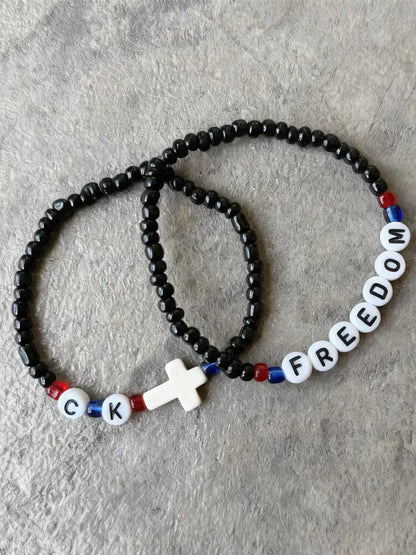CK & Freedom Beaded Bracelet As picture / ONE