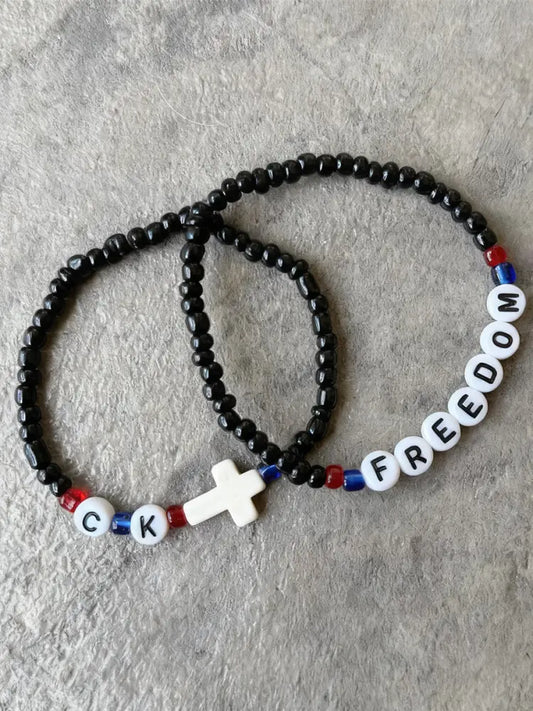 CK & Freedom Beaded Bracelet As picture / ONE