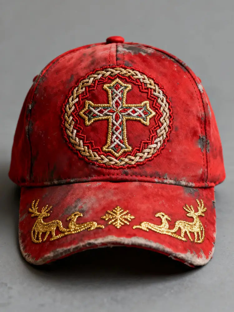 Cross Print Casual Unisex Hat Red / ONE