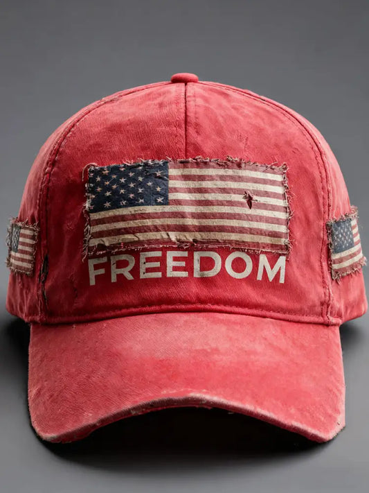 Freedom print casual unisex hat Red / ONE
