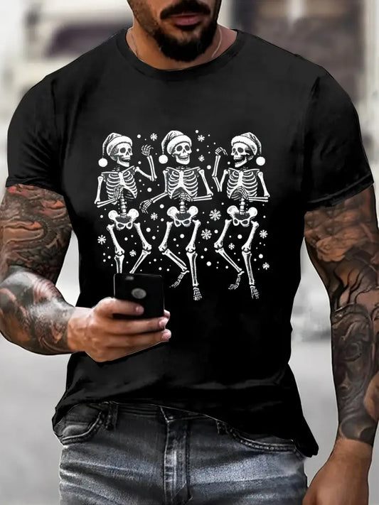 Gothic Christmas Printed Vintage Fashion Loose Short Sleeve T-Shirt Black / S