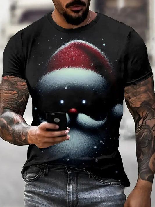 Gothic Christmas Printed Vintage Fashion Loose Short Sleeve T-Shirt Black / S