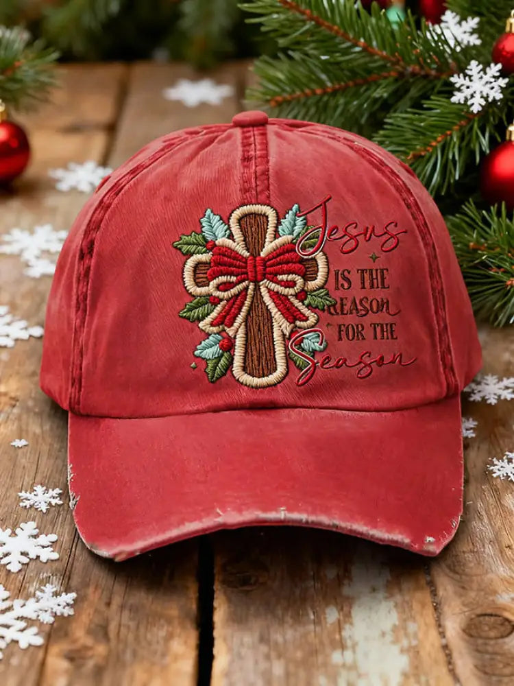 Jesus Is The Reason For The Season Printed Casual Unisex Hat Red / ONE