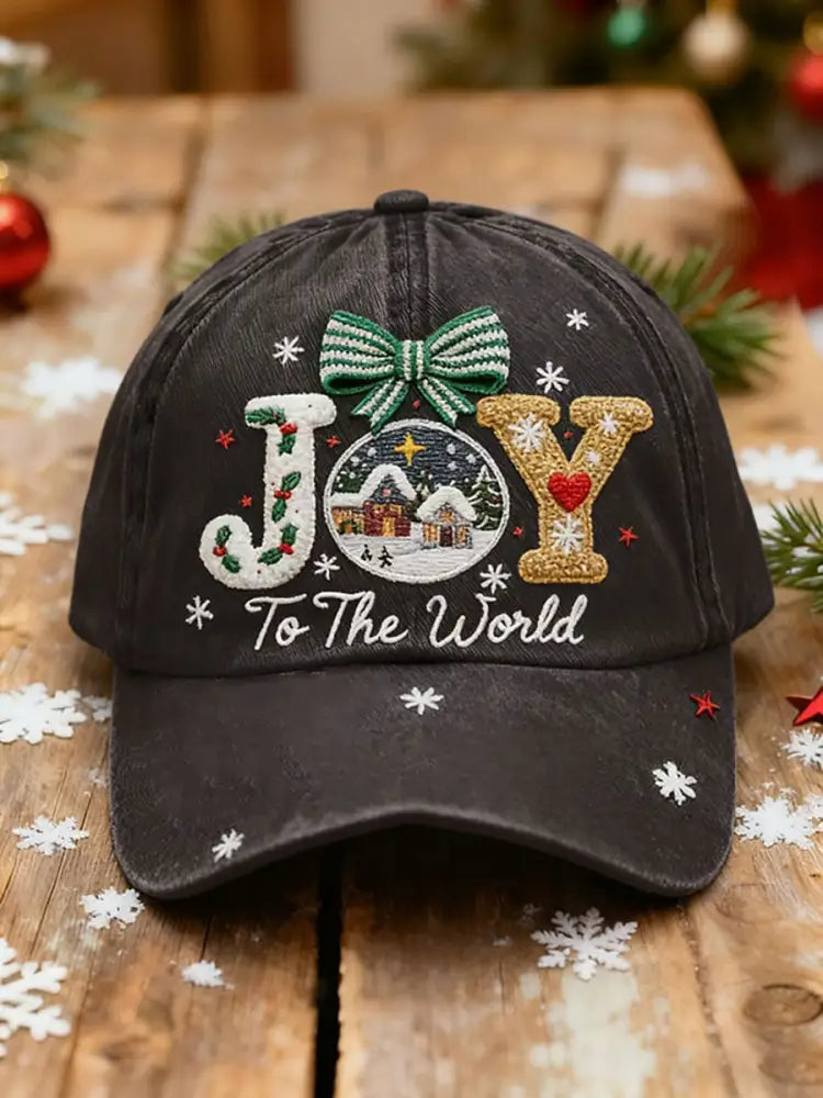 Joy To The World Printed Casual Unisex Hat Black / ONE