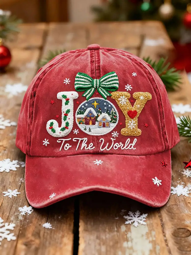 Joy To The World Printed Casual Unisex Hat Red / ONE
