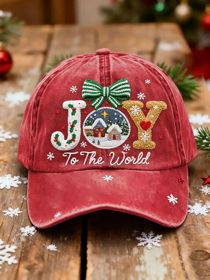 Joy To The World Printed Casual Unisex Hat Red / ONE