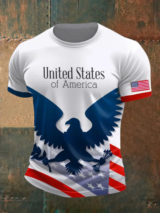 Men’s 4th of July Patriotic Flag Printed Casual Tops White / S