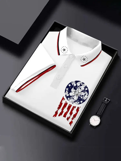 Men’s 4th of July Patriotic Flag Printed Casual Tops White / S