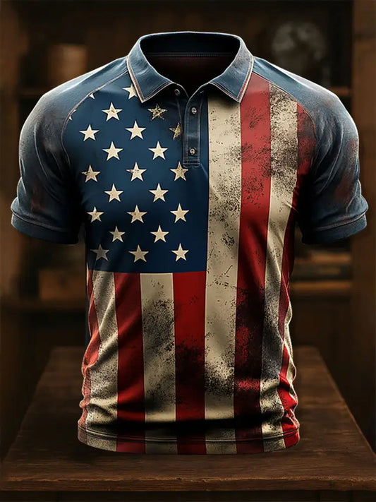 Men’s 4th of July Printed Casual Button-Down Top As picture / S