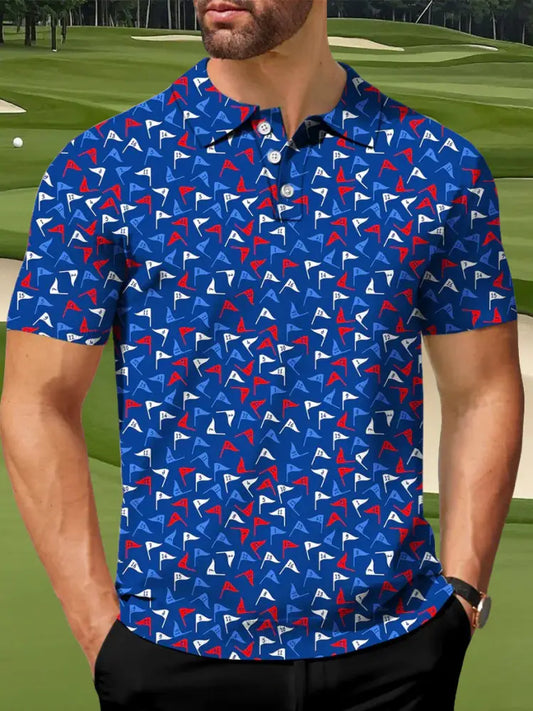 Men’s 4th of July USA Flag Print Golf Shirt As picture / S