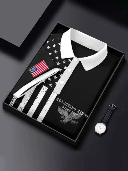 Men’s 8647 FDT Printed Casual Tops Black / S
