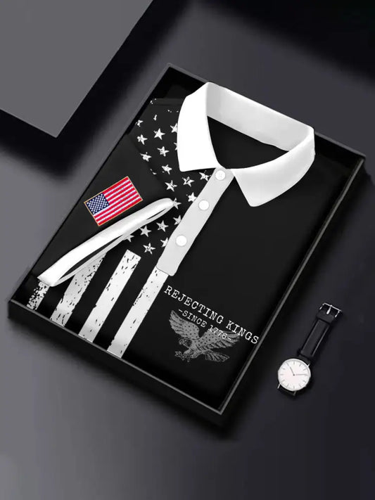 Men’s 8647 FDT Printed Casual Tops Black / S