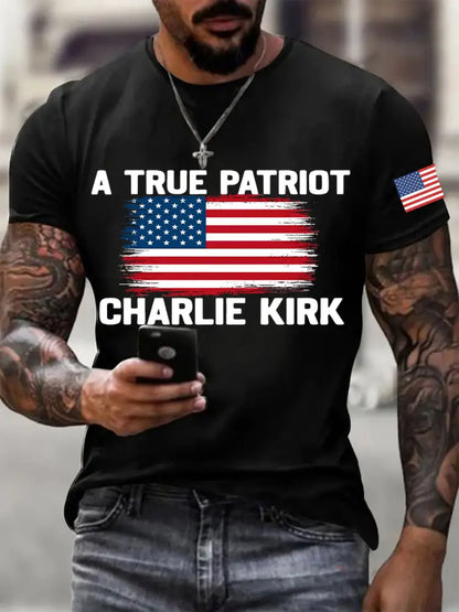 Men’s A True Patriot Charlie Kirk Printed T-shirt Black / S