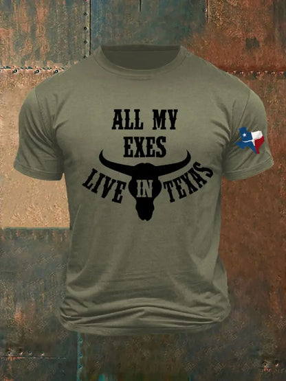 Men’s All My Ex’s Live In Texas Printed T-shirt Army Green / S