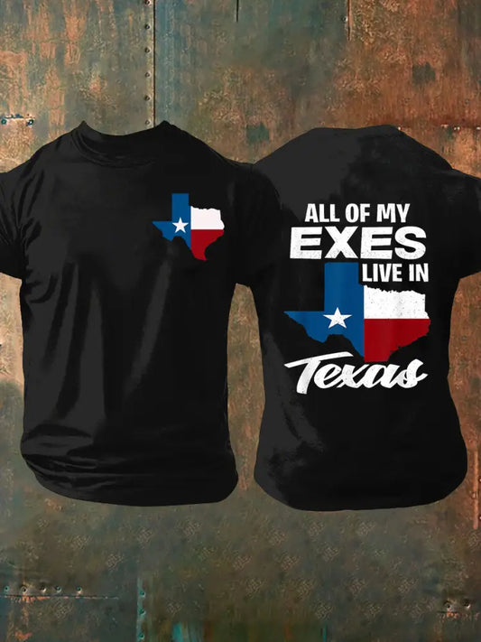 Men’s All My Ex’s Live in Texas Short-sleeved T-shirt Black / S