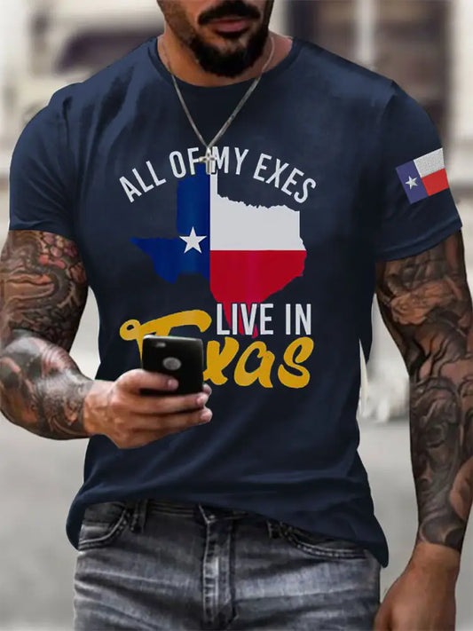 Men’s All My Ex’s Live in Texas Short-sleeved T-shirt Navy Blue / S