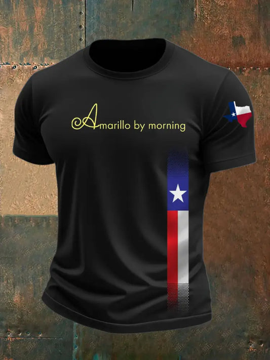 Men’s Amarillo By Morning Texas Print short sleeves t-shirt Black / S