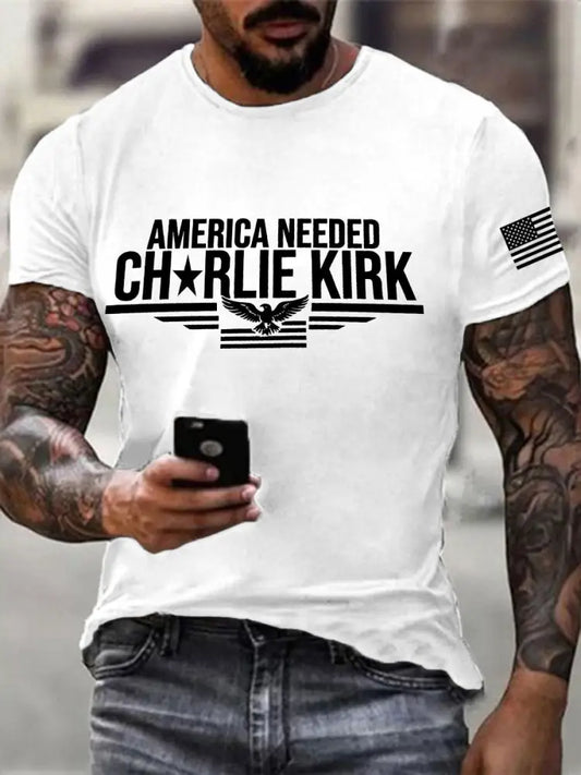 Men’s America Needed Charlie Kirk Printed T-shirt White / S