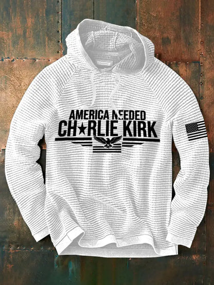 Men’s America Needed Charlie Kirk Waffle Hoodie White / S