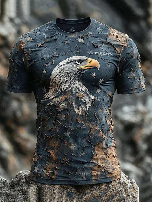 Men’s American Flag Eagle Print Casual T-Shirt As picture / S