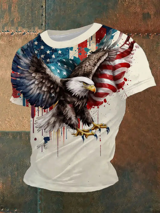 Men’s American Flag Eagle Print Casual T-Shirt As picture / S