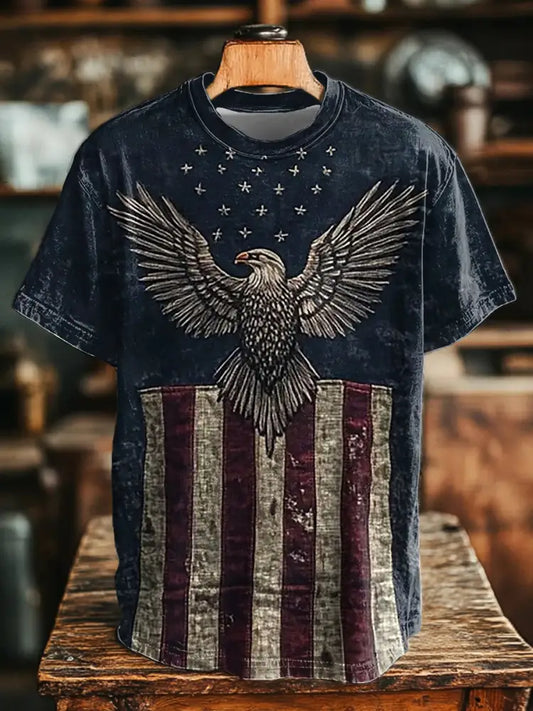 Men’s American Flag Eagle Print Casual T-Shirt As picture / S