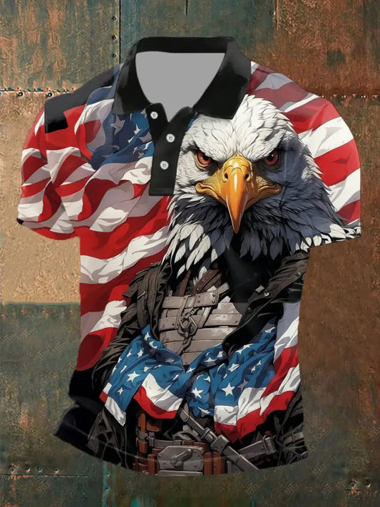 Men’s American Flag Eagle Print Casual Top As picture / S