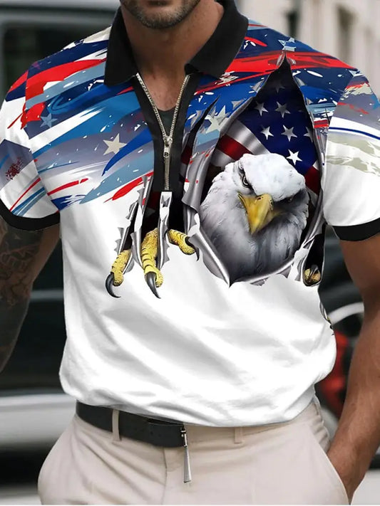 Men’s American Flag Eagle Print Casual Top As picture / S